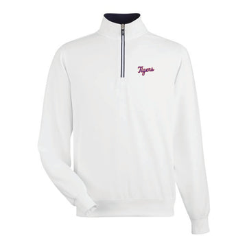 The Tigers Baseball Script | White 1/4 Zip Pullover