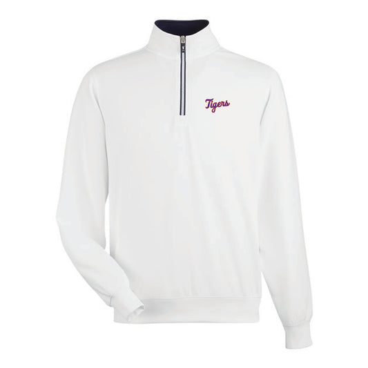 The Tigers Baseball Script | White 1/4 Zip Pullover