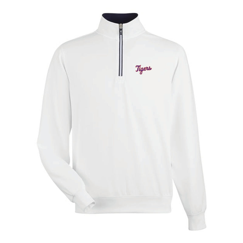 The Tigers Script Logo | White 1/4 Zip Pullover