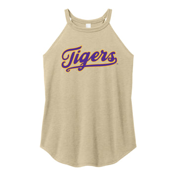 The Tigers Baseball Script | Desert Tan Heather Rocker Tank