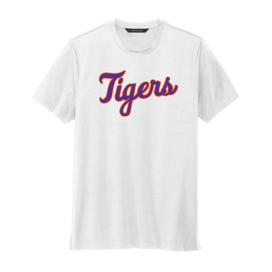 The Tigers Baseball Script | White Stretch Jersey Tee