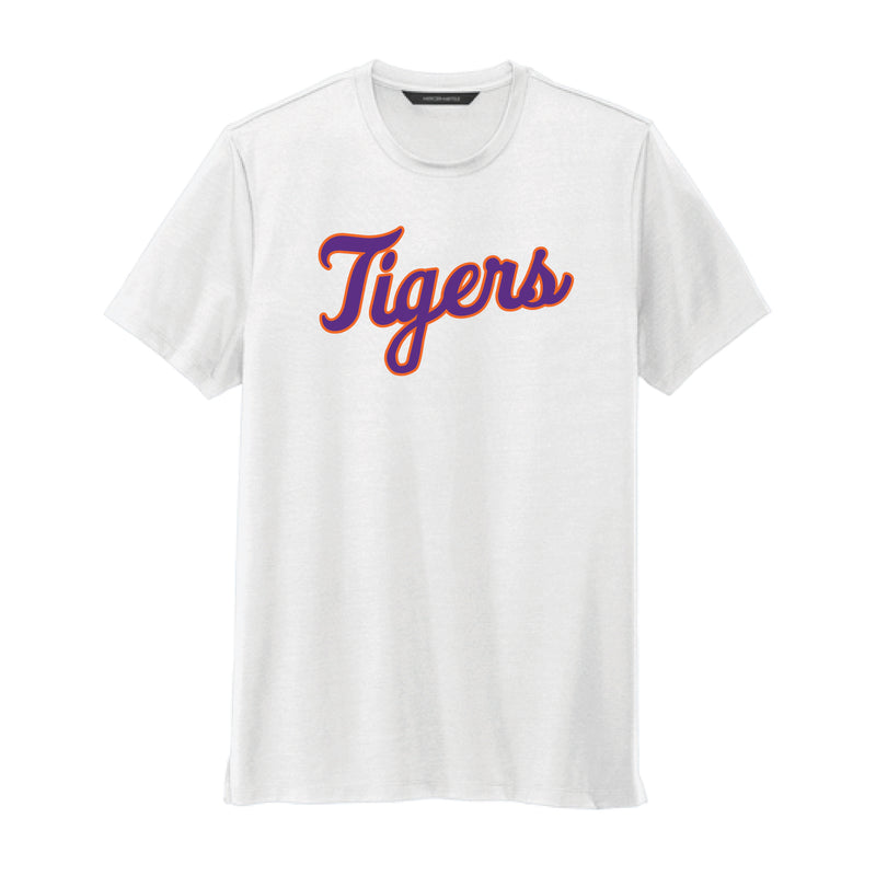 The Tigers Script Logo | White Stretch Jersey Tee