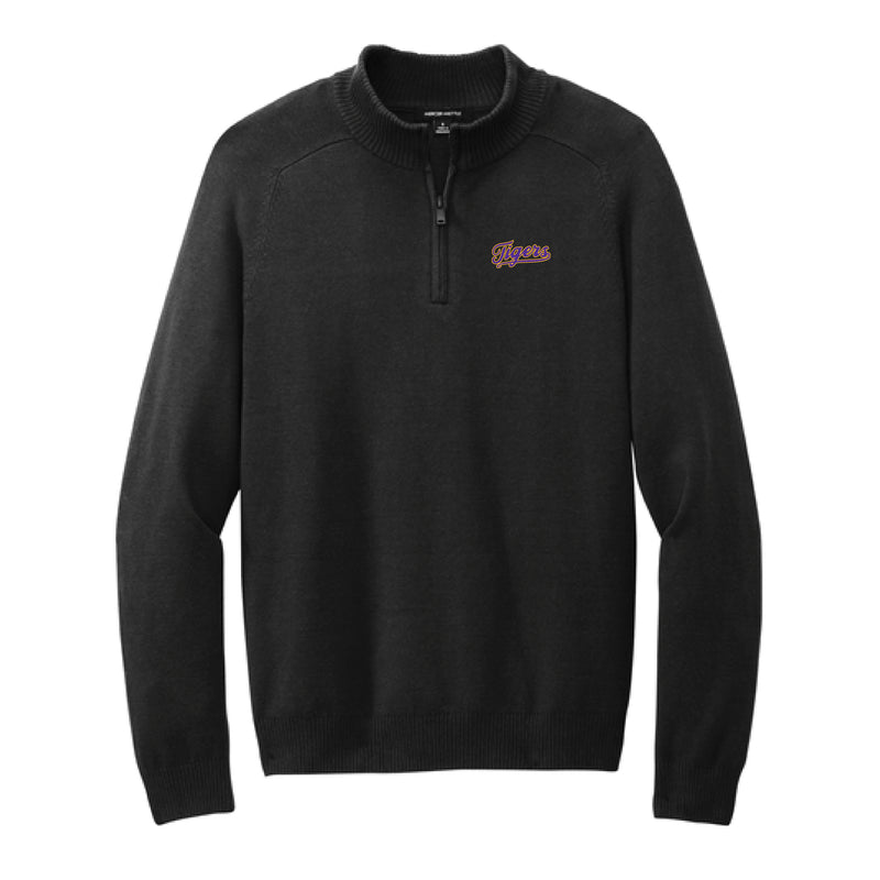 The Tigers Script Logo | Deep Black 1/4 Zip