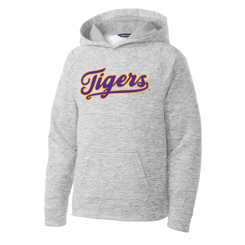 The Tigers Script Logo | Youth Silver Electric Athletic Hoodie
