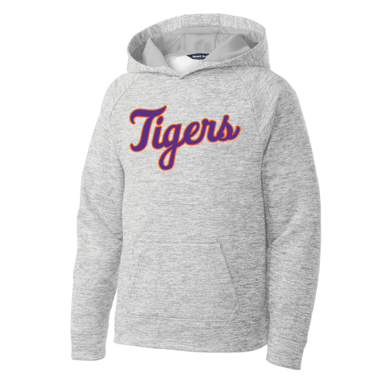The Tigers Script Logo | Silver Electric Sports Tek Hoodie