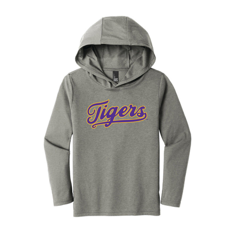 The Tigers Script Logo | Youth Grey Frost Athletic Hoodie