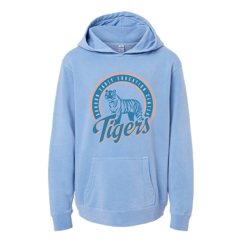 The Tigers Script | Pigment Light Blue Youth Hooded Sweatshirt