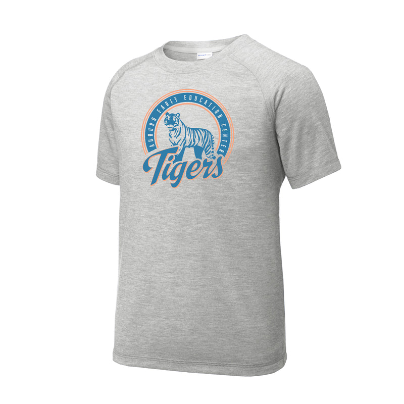 The Tigers Script | Light Grey Heather Youth Performance Tee