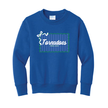 The Tornadoes Stripes | Youth True Royal Crewneck Sweatshirt