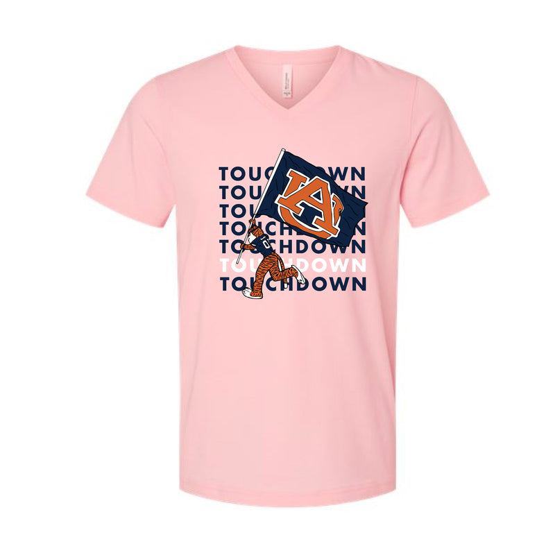 The Touchdown Aubie | Pink V-Neck Tee
