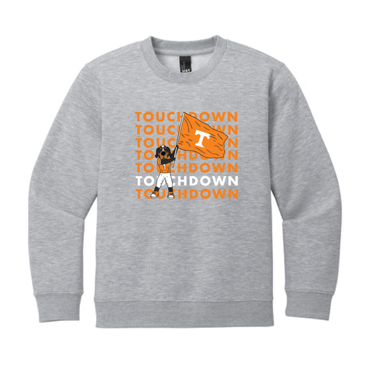 The Touchdown Smokey | Youth Light Heather Grey Crew Sweatshirt