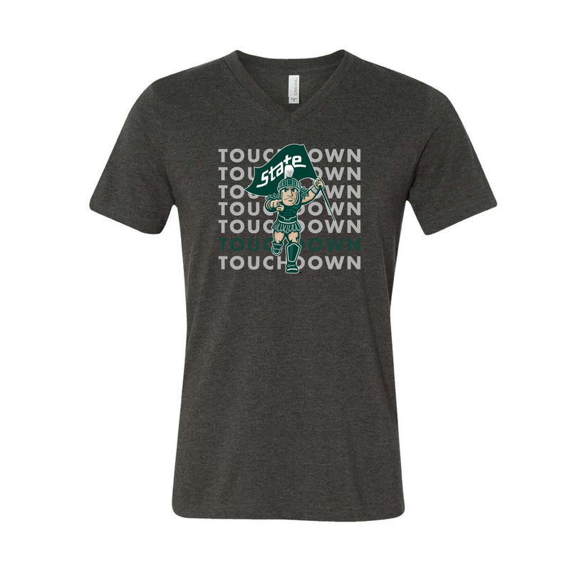 The Touchdown Sparty | Dark Heather Grey V-Neck Tee