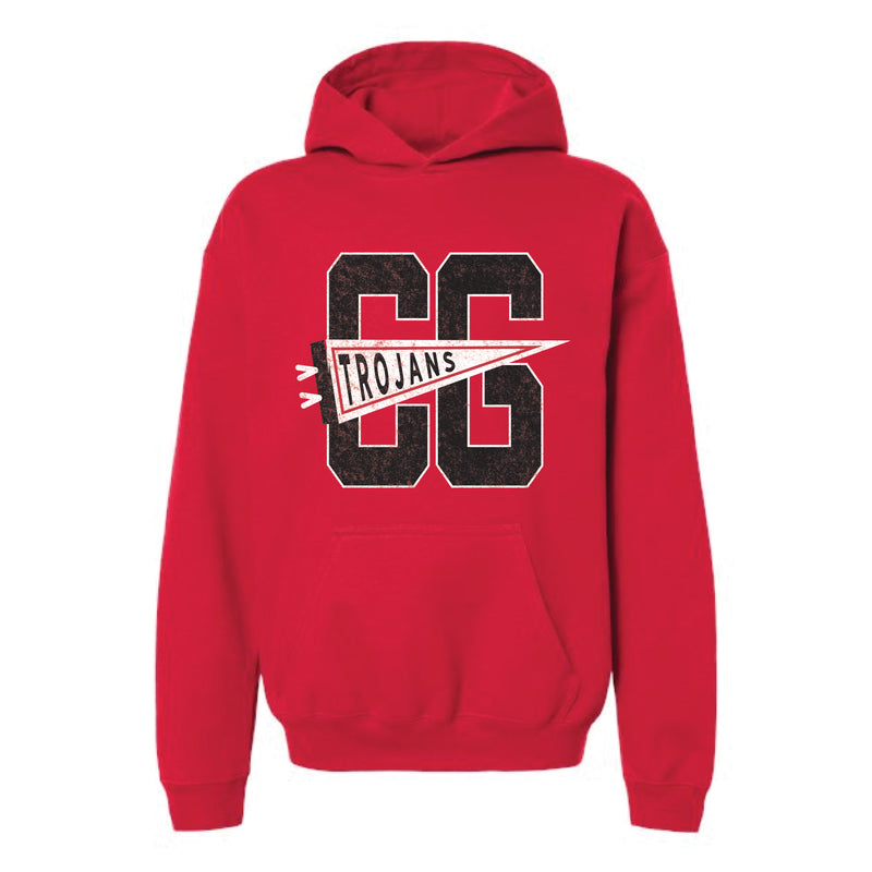 The Trojans Pennant | Red Youth Hooded Sweatshirt