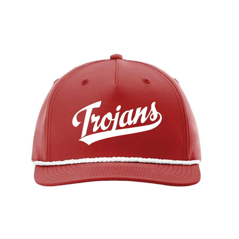 The Trojans Swoosh | Embroidered Red/White Richardson Rope Cap