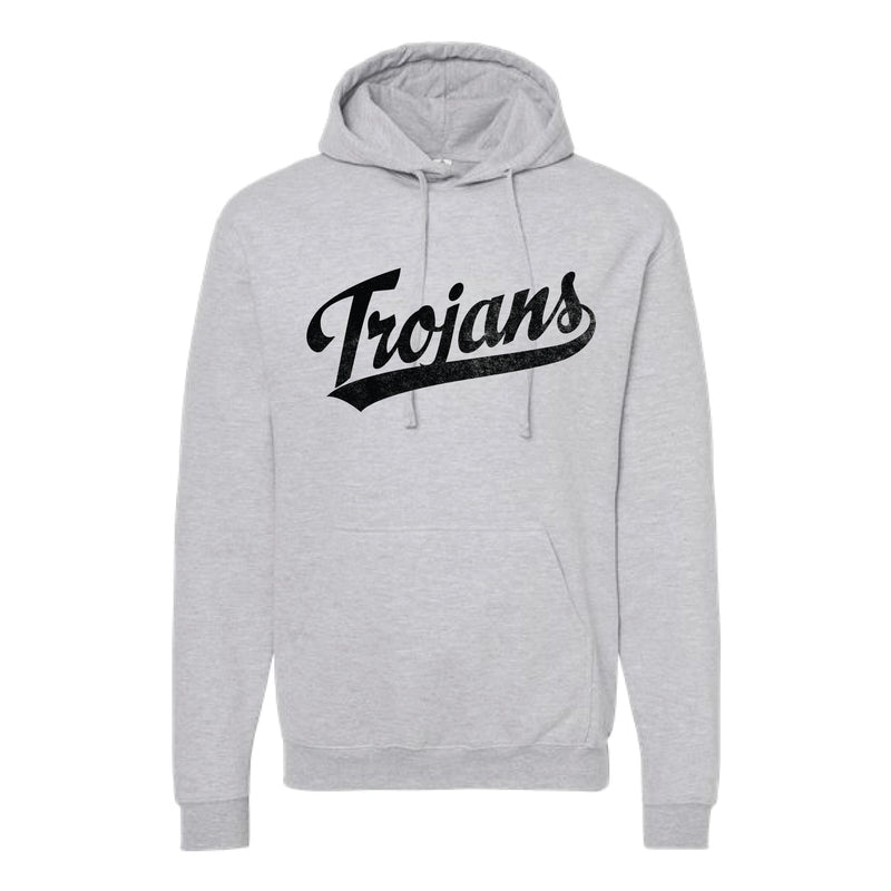 The Trojans Swoosh | Heather Grey Oversized Hooded Sweatshirt