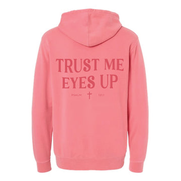 The Trust Me Eyes Up Wavy | Pigment Pink Hooded Sweatshirt