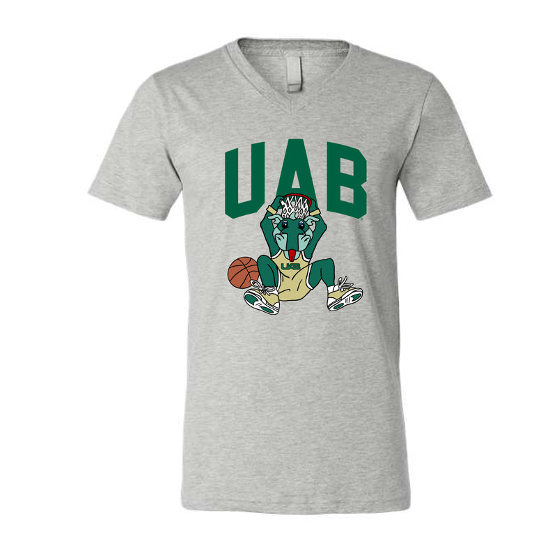 The UAB Basketball | Heather Grey V-Neck Tee