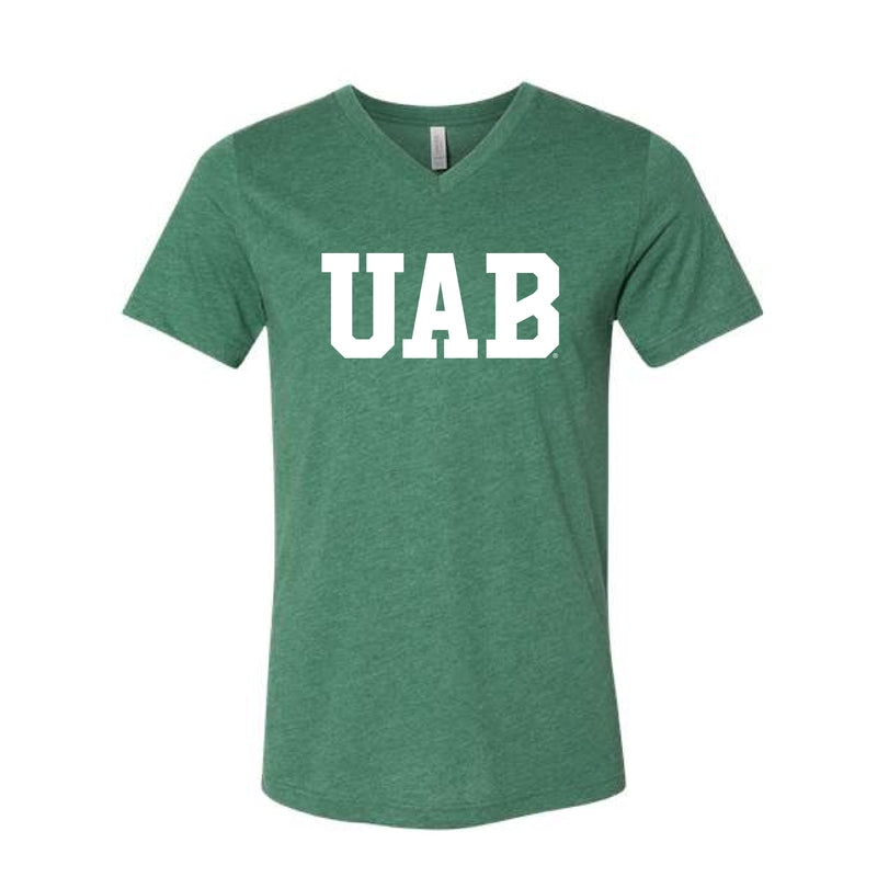 The UAB Block | Heather Grass Green V-Neck Tee