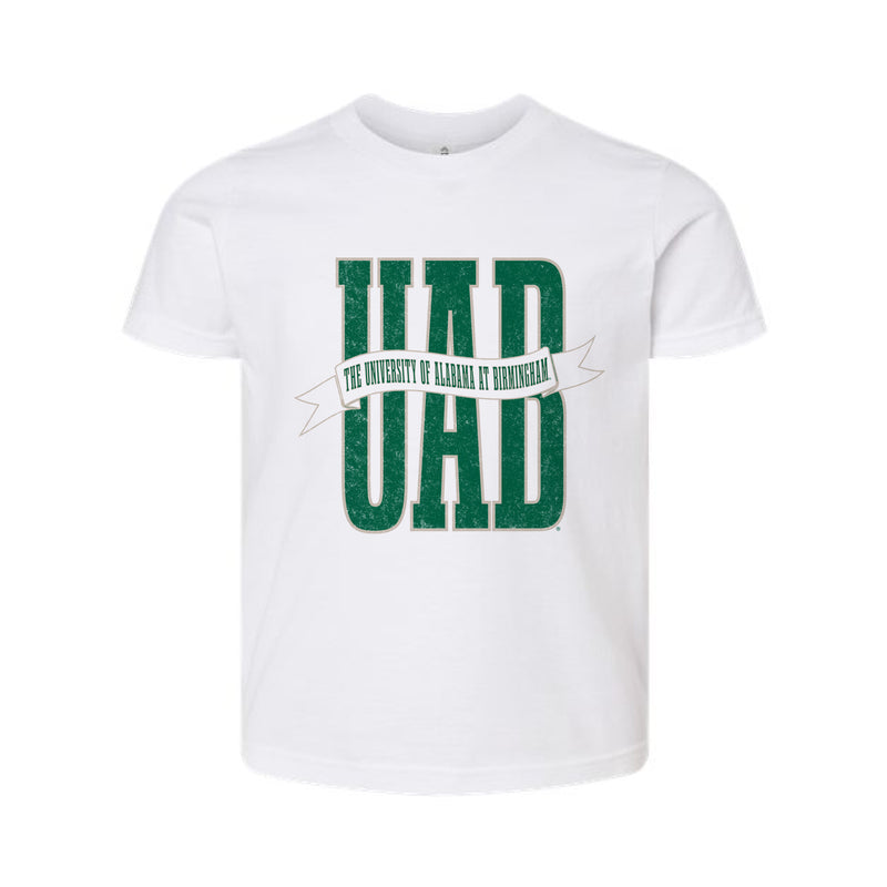 The UAB Banner | Youth White Tee