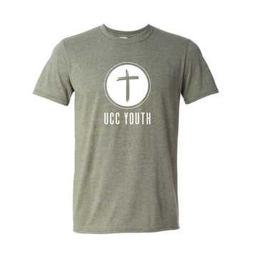 The UCC Youth Logo | Adult Heather Military Green Tee