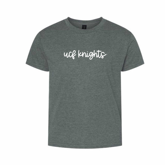 The UCF Knights Cursive | Youth Dark Heather Tee