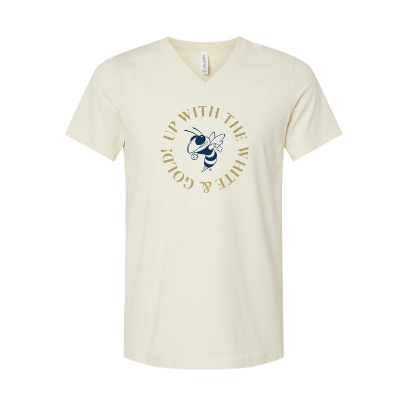 The Up With The White and & Gold | Natural V-Neck Tee