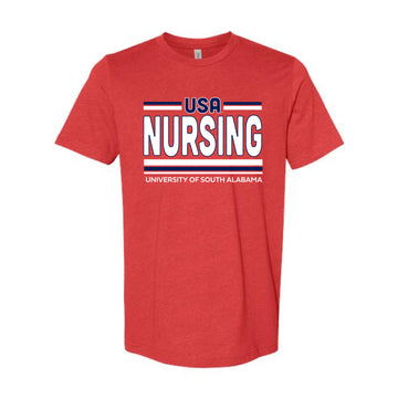 The USA Nursing Stripes | Heather Red Tee