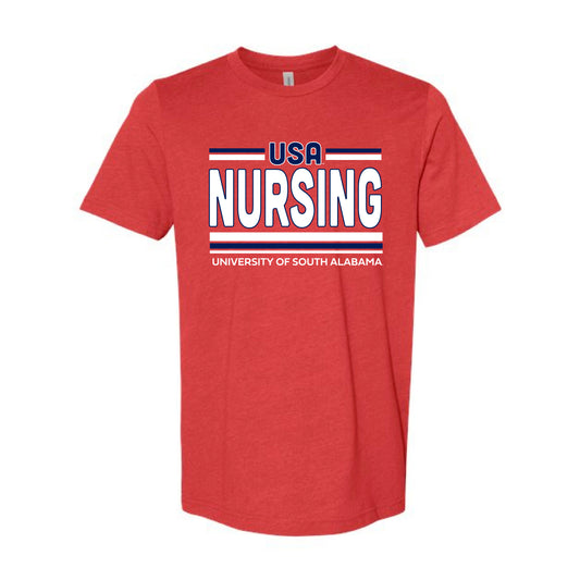The USA Nursing Stripes | Heather Red Tee
