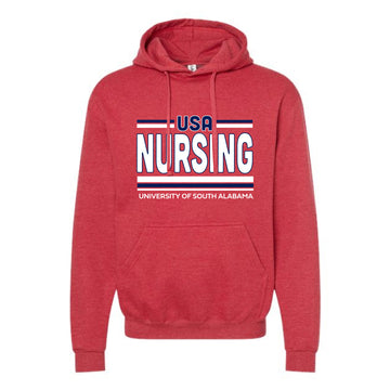 The USA Nursing Stripes | Heather Red Oversized Hooded Sweatshirt