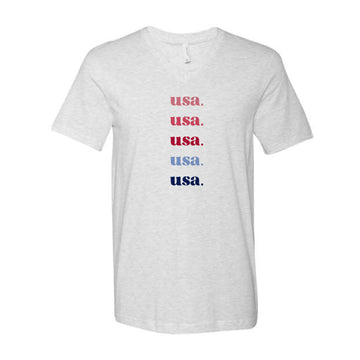 The USA Repeat | Adult Ash V-Neck Tee