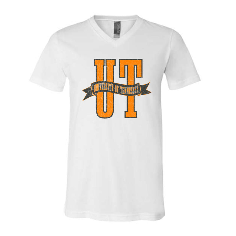 The UT Banner | White V-Neck Tee