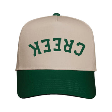 The Upside Down Creek | Embroidered Khaki/ Forest Green Cap