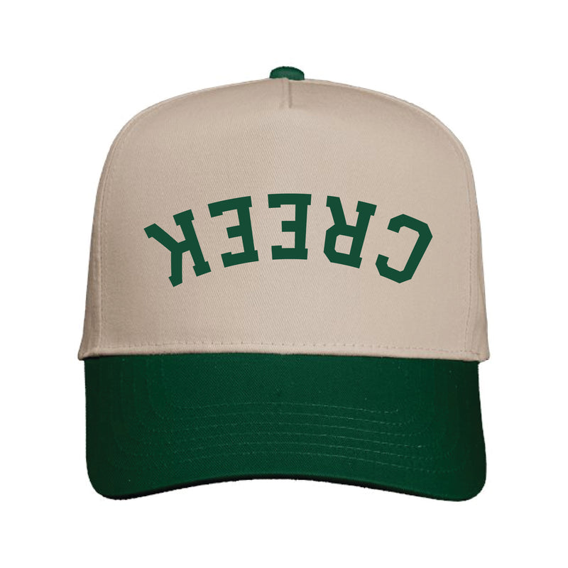 The Upside Down Creek | Embroidered Khaki/ Forest Green Cap