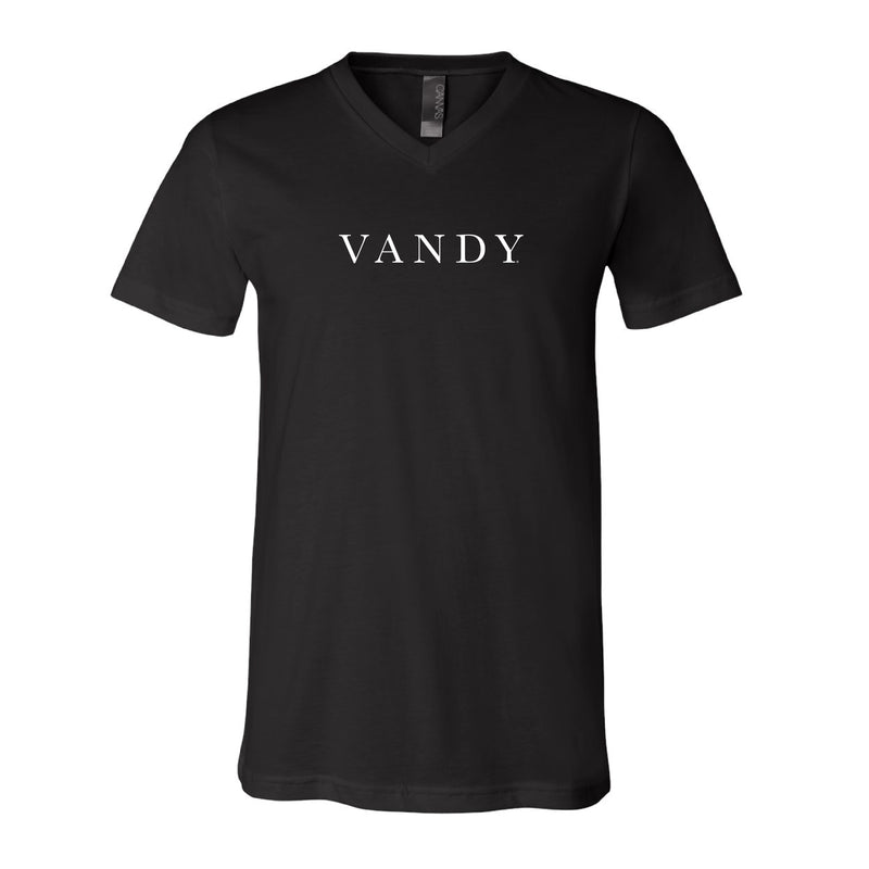 The Vandy Serif | Black V-Neck Tee