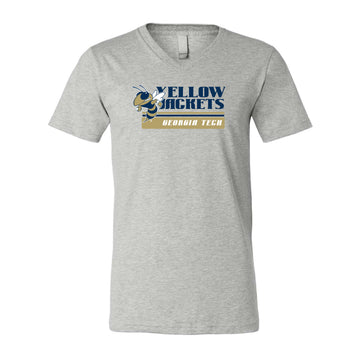 The Vintage Georgia Tech Stripes | Athletic Heather V-Neck Tee