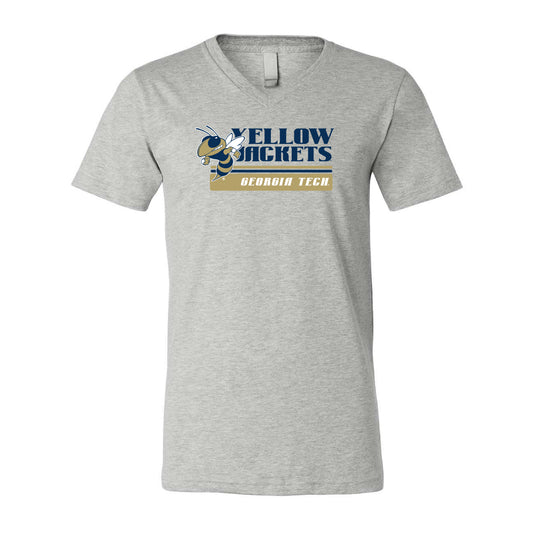 The Vintage Georgia Tech Stripes | Athletic Heather V-Neck Tee