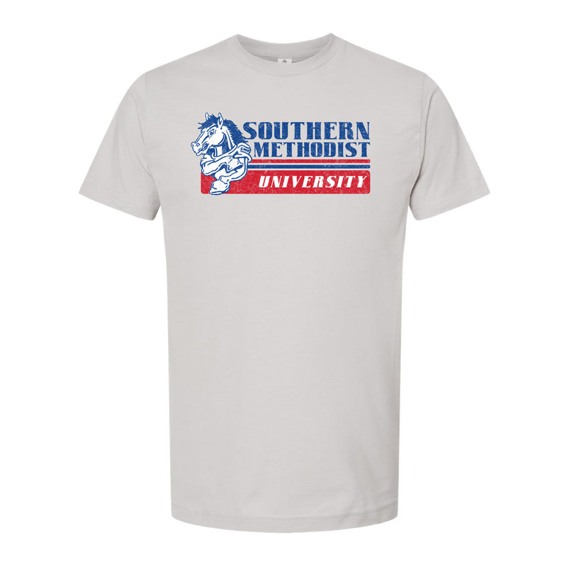 The Vintage Southern Methodist Mustangs | Light Silver Tee