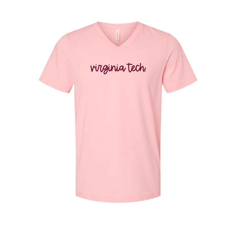 The Virginia Tech Script  | Pink V-Neck Tee