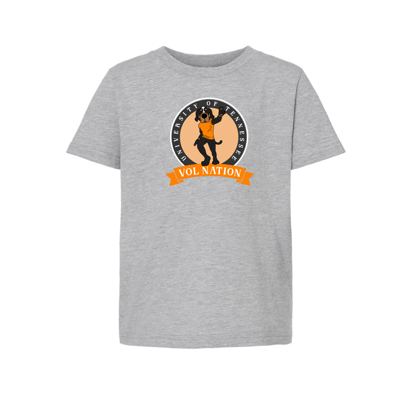 The Vol Nation Banner Circle | Youth Heather Grey Tee