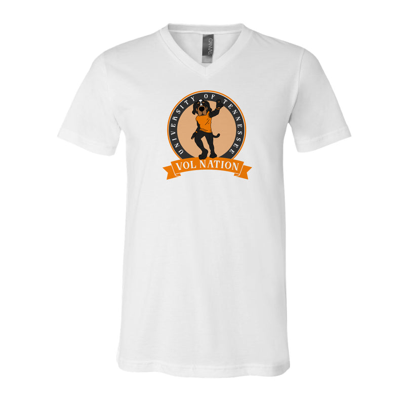 The Vol Nation Banner Circle | White V-Neck Tee