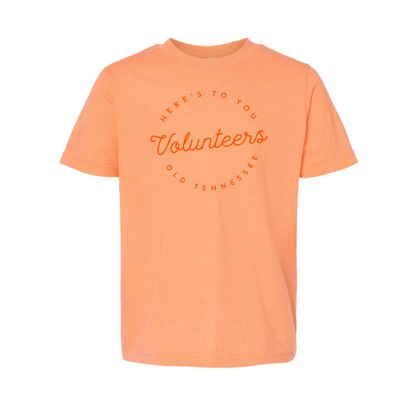 The Volunteers Script Circle | Youth Heather Cantaloupe Tee