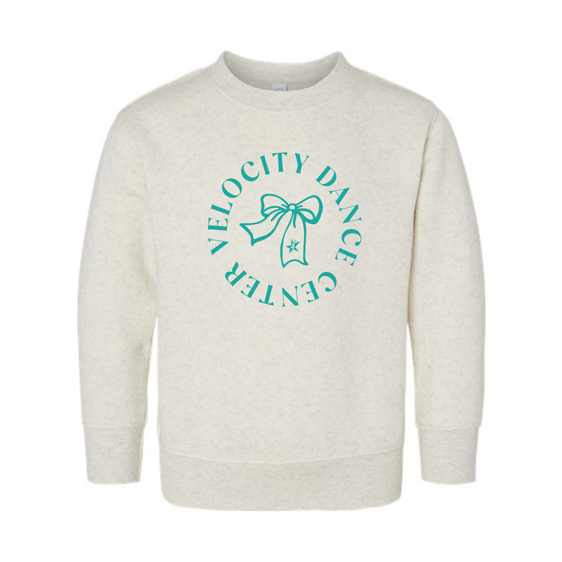 The Velocity Circle Bow | Toddler Natural Heather Crewneck Sweatshirt