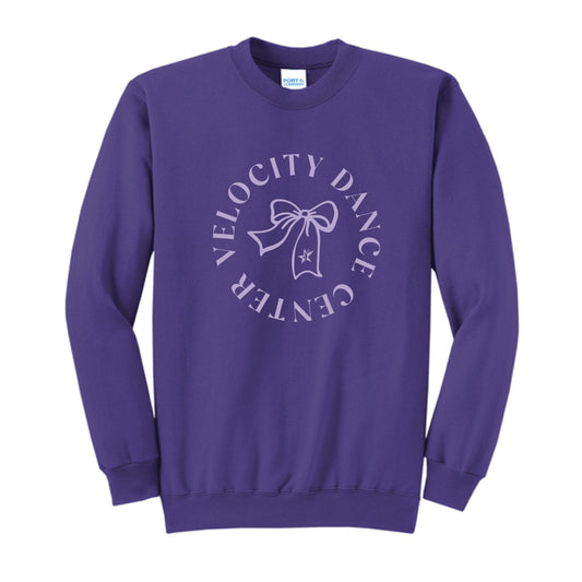The Velocity Circle Bow | Adult Purple Crewneck Sweatshirt