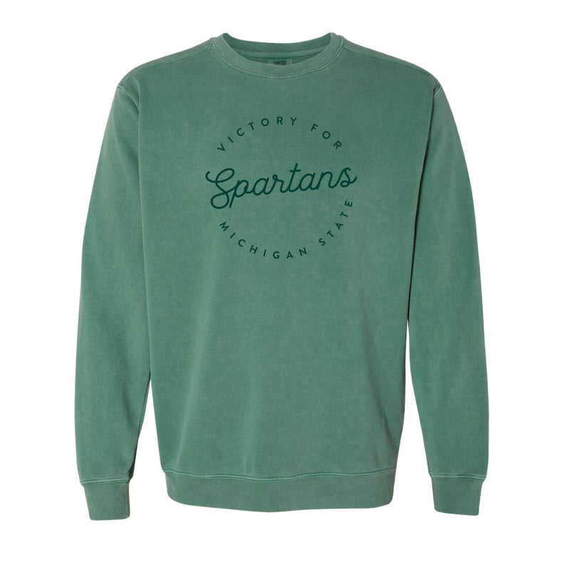 The Victory For Michigan State Script Circle | Light Green Sweatshirt