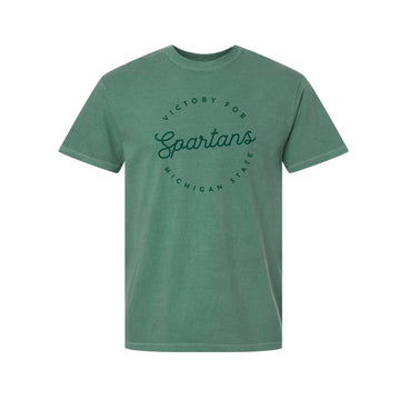 The Victory For Michigan State Script Circle | Light Green Tee