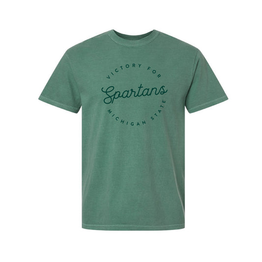 The Victory For Michigan State Script Circle | Light Green Tee