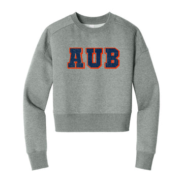 The Vintage AUB Block | Heathered Steel	Fleece Cropped Crew