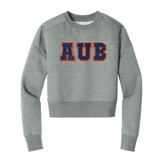 The Vintage AUB Block | Heathered Steel	Fleece Cropped Crew
