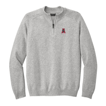 The Vintage Alabama A | Embroidered Gusty Grey Heather 1/4 Sweater