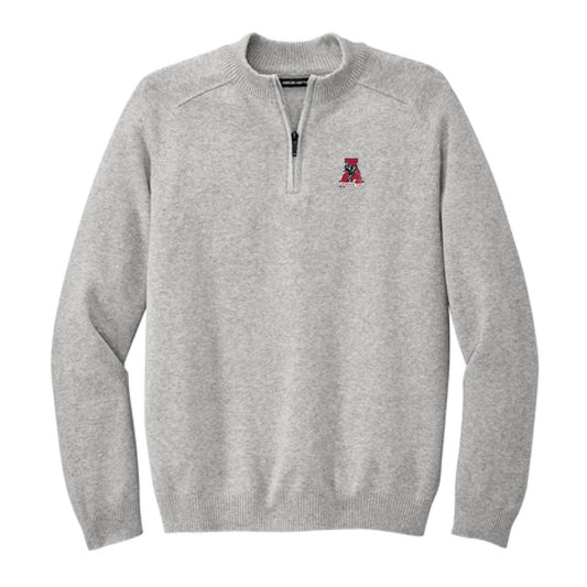 The Vintage Alabama A | Embroidered Gusty Grey Heather 1/4 Sweater